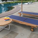 Cayman Teak Sun Lounger Blue thumbnail 5