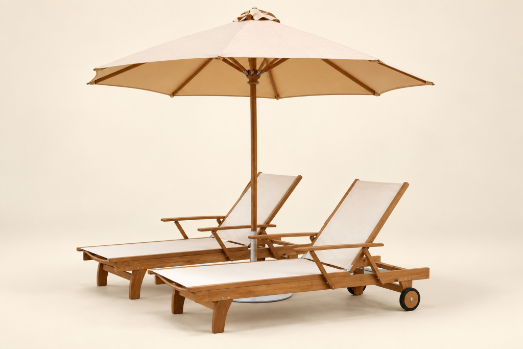 Cayman Teak Sun Lounger White