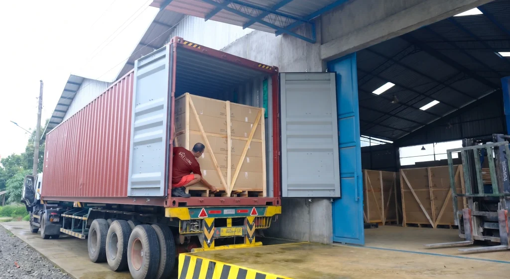 Container loading at Bale Living